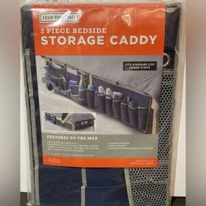 Bedside Storage Caddy 2 Piece Navy Gray